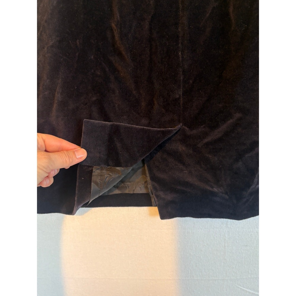 Vintage Limited America Velvet Mini Skirt High Waist Navy Slit Back Zip Size‎ 4 - Picture 7 of 11